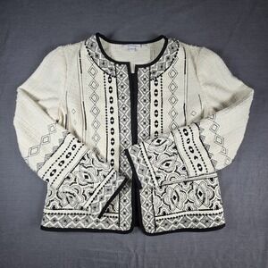 Chico's Sequins Embroidery Jacket Size 0 Geometric Boho Modern Chic Art Deco